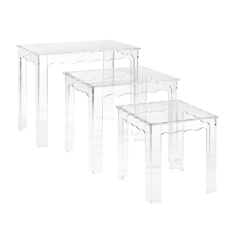 Atlas Lighting Jacobs Nesting Table, Set of 3, Square Clear