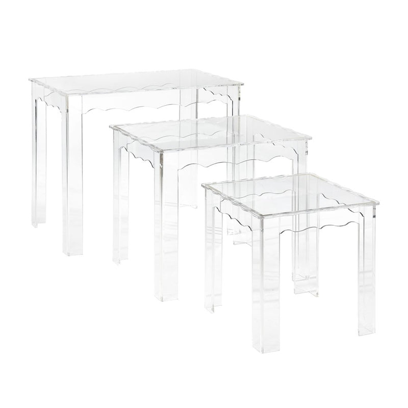 Atlas Lighting Jacobs Nesting Tables, Set of 3 | Clear Acrylic Transitional Accent Tables | Living Room & Bedroom | 12-22in H | Model TA11104-01S