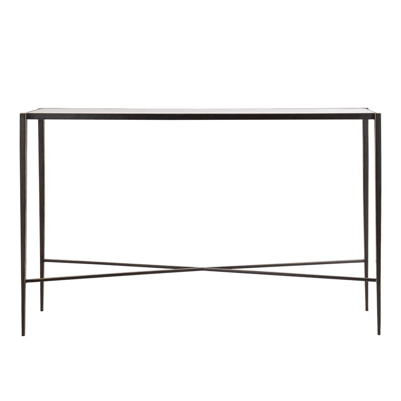 Atlas Lighting Leon 54in Console Table | Transitional Bronze Metal and Clear Glass | Entryway & Living Room Hall Table | Model TA11116-01