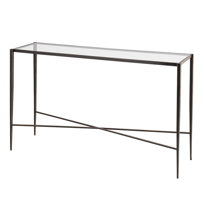 Atlas Lighting Leon 54in Console Table | Transitional Bronze Metal and Clear Glass | Entryway & Living Room Hall Table | Model TA11116-01