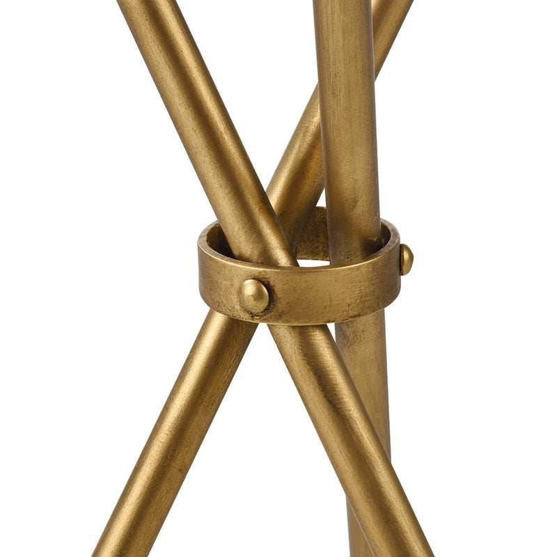 Atlas Lighting Nasso 15in Round Accent Table | Brass Metal & Mirror Glass | Living Room & Bedroom Side Table | 15 x 15 x 29 in | Model TA11129-01