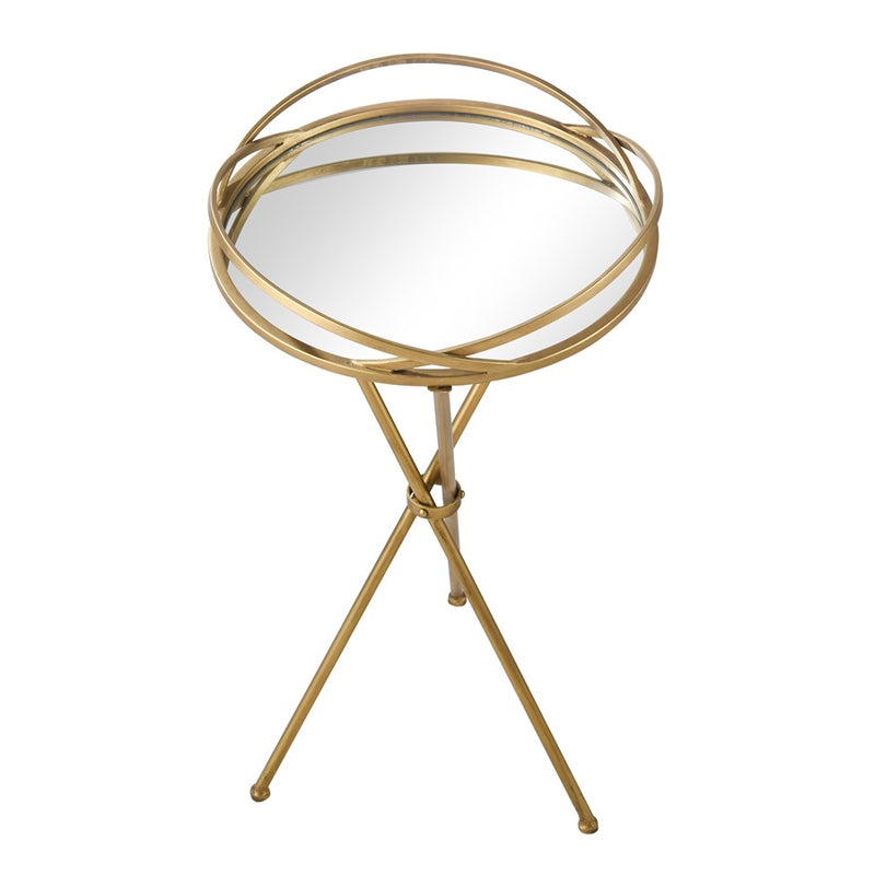 Atlas Lighting Nasso 15in Round Accent Table | Brass Metal & Mirror Glass | Living Room & Bedroom Side Table | 15 x 15 x 29 in | Model TA11129-01