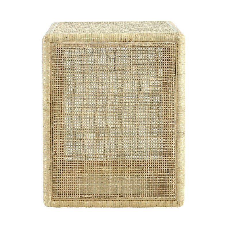 Atlas Lighting Oneka 16in Accent Table | Natural Cane and Wood | Living Room & Entryway | 16 x 16 x 20 in | Model TA11133-02