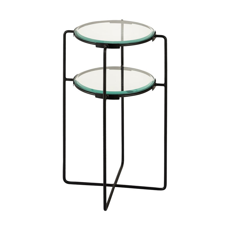 Atlas Lighting Oscar 14in Accent Table | Black Metal and Clear Glass | Living Room & Bedroom | 14 x 14 x 24 in | Model TA11134-01