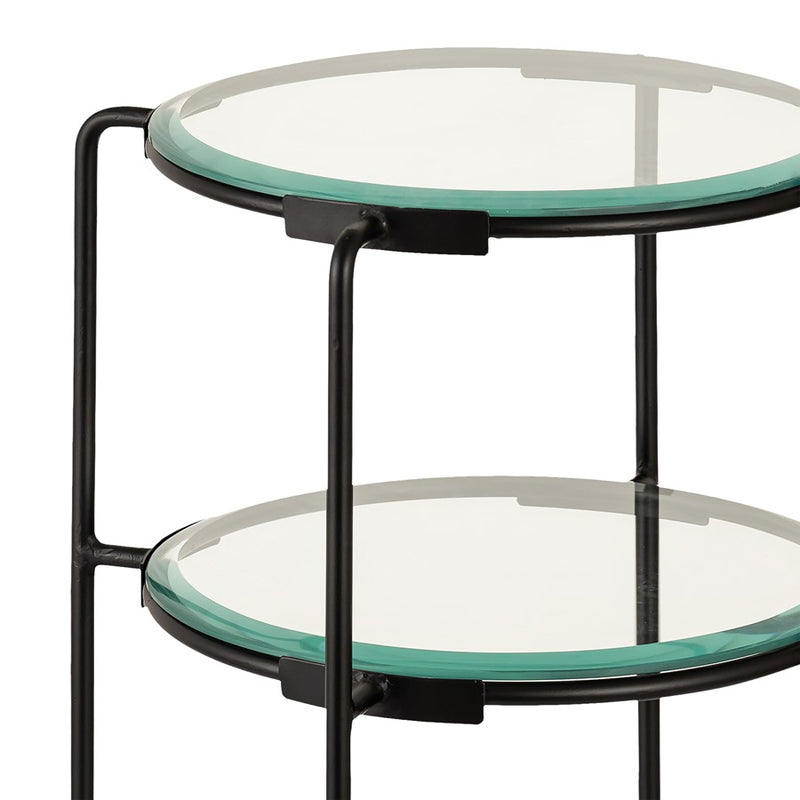 Atlas Lighting Oscar 14in Accent Table | Black Metal and Clear Glass | Living Room & Bedroom | 14 x 14 x 24 in | Model TA11134-01