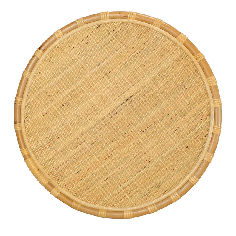 Atlas Lighting Pala 24in Round Accent Table | Natural Rattan & Woven Cane | Living Room & Bedroom Side Table | 24 x 24 x 20 in | Model TA11136-01
