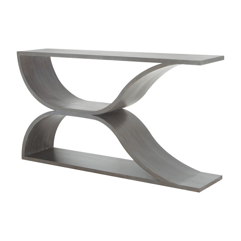 Atlas Pin Hollow 62in Console Table | Solid Mahogany Wood in Restoration Gray | Entryway & Hallway | 62 x 14 x 34 in | Model TA11145-01