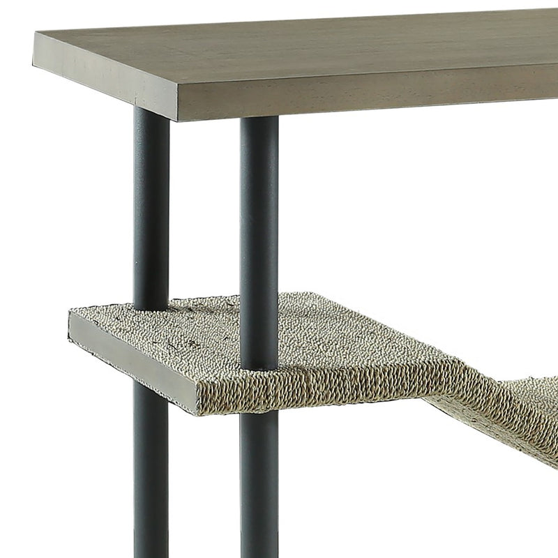 Atlas Lighting Riverview 54in Console Table | Graywash Wood and Natural Palm Rope | Entryway & Living Room Storage | Model TA11160-01
