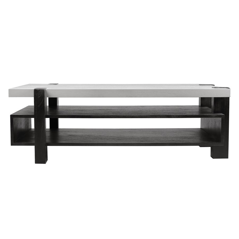 Atlas Lighting Riviera 54in Coffee Table | Checkmate Black Wood and White Top | Modern Living Room & Seating Area | 54 x 27 x 18 in | Model TA11161-01