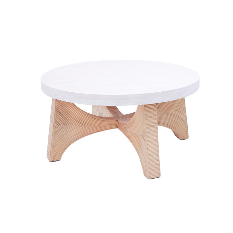 Atlas Lighting Sconset 36in Round Coffee Table | Coastal Natural Rattan and White Ash Wood | Living Room & Family Room | Model TA11171-01
