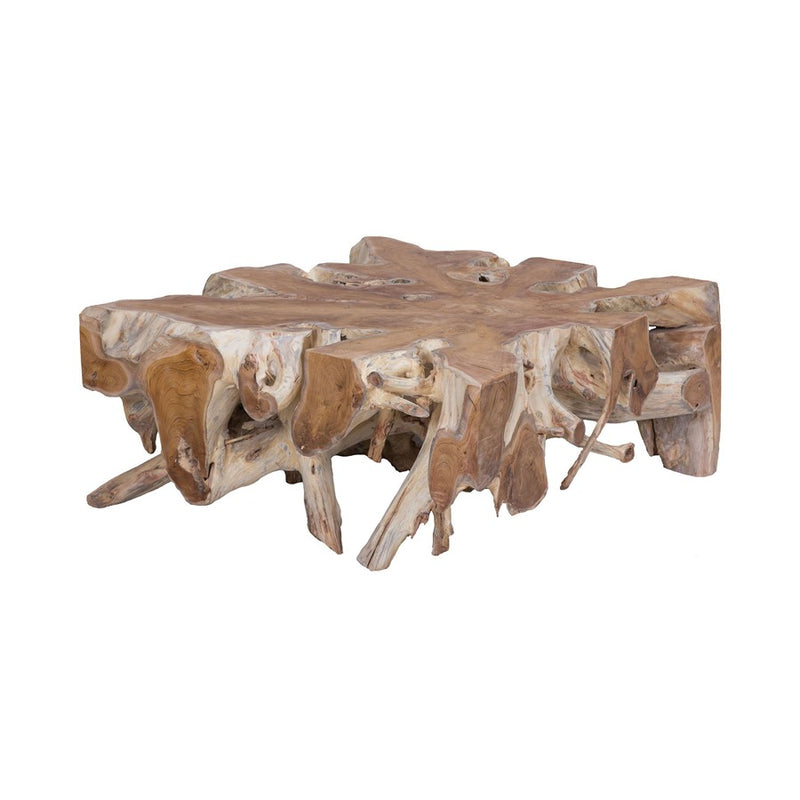 Atlas Lighting Teak Starburst 46in Coffee Table | Natural Wood Transitional | Living Room & Family Room Centerpiece | Model TA11192-01