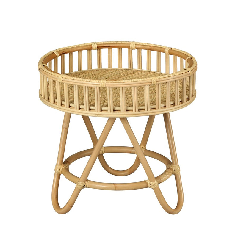 Atlas Lighting Tika 22in Round Accent Table | Natural Rattan Wrapped Frame | Living Room & Bedroom Side Table | 22 x 22 x 21 in | Model TA11196-01
