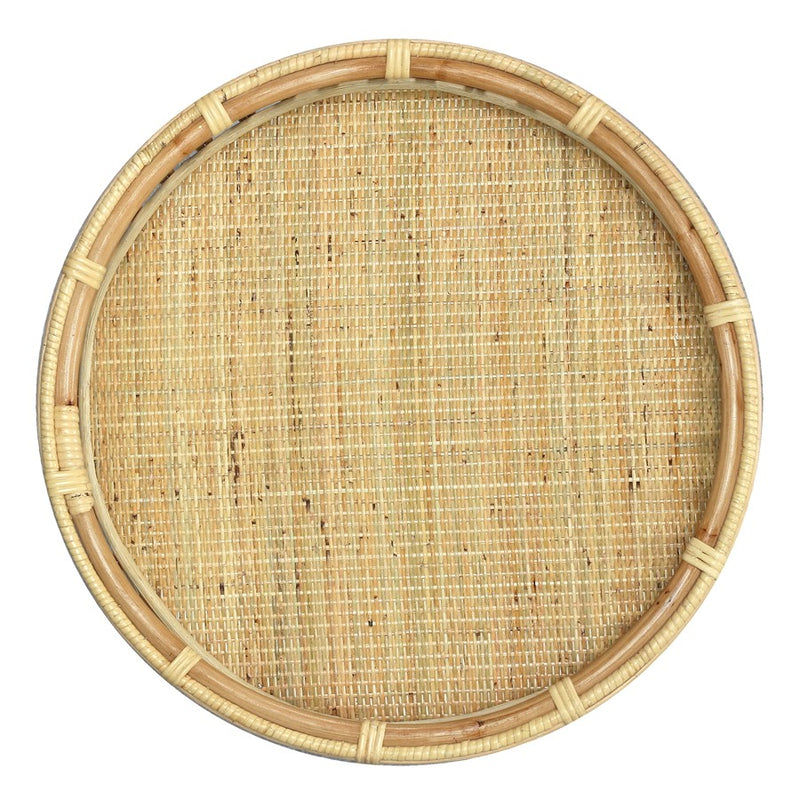 Atlas Lighting Tika 22in Round Accent Table | Natural Rattan Wrapped Frame | Living Room & Bedroom Side Table | 22 x 22 x 21 in | Model TA11196-01