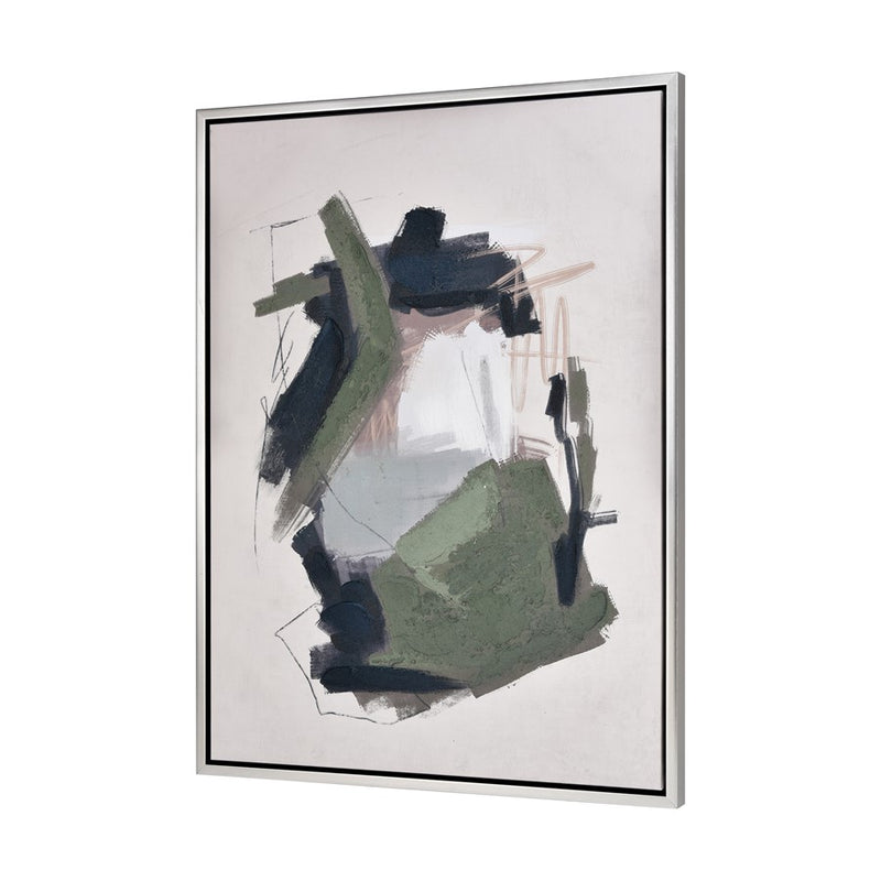 Atlas Lighting Beyer II Abstract Framed Wall Art | Off White & Olive Green Fabric, Black Frame | Gallery Wall & Living Room Accent | Model WA11009-02