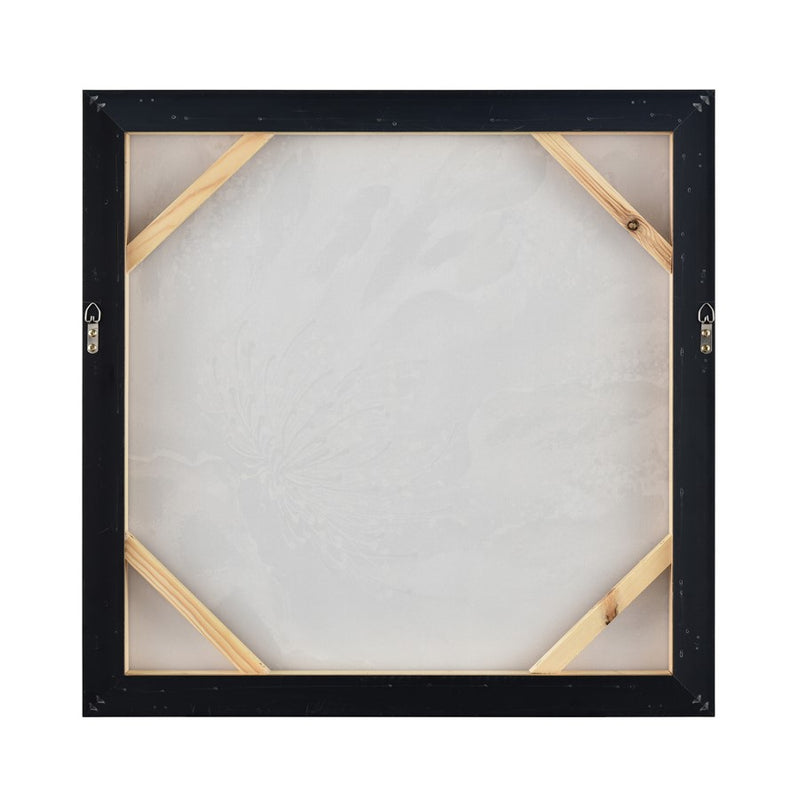 Atlas Lighting Bowie Bloom I 23.5in Square Framed Wall Art | Transitional Gray and White Fabric with Gold Frame | Living Room | Model WA11024-01