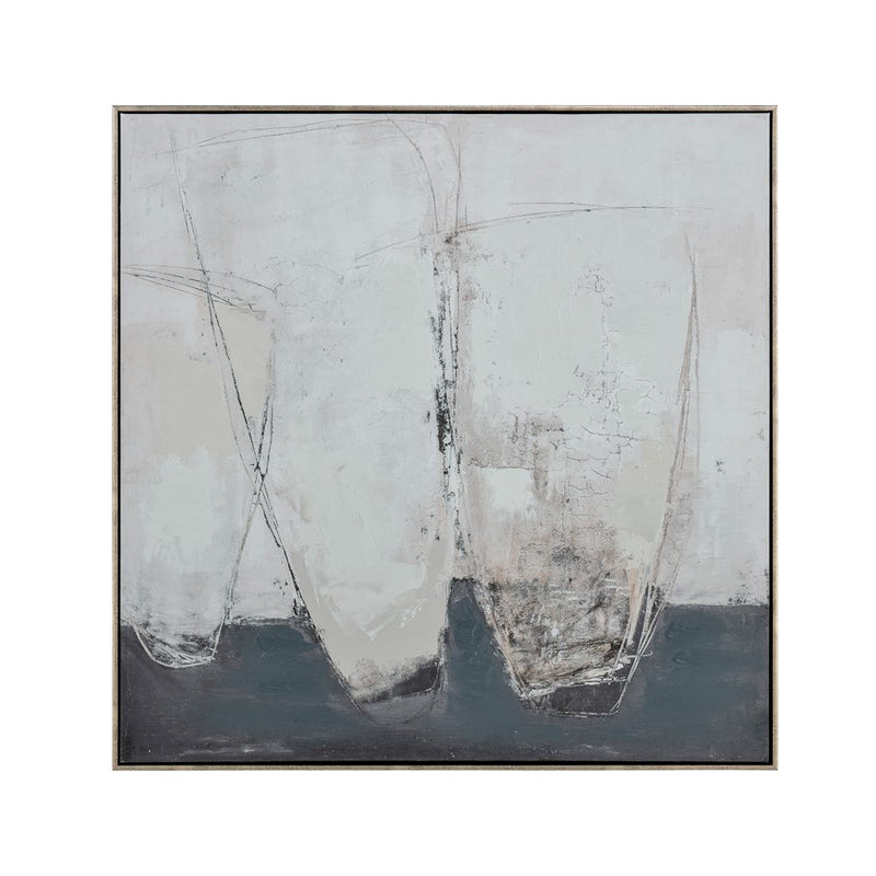 Atlas Lighting Burgess I 31in Abstract Framed Wall Art | Off White Fabric | Living Room & Bedroom Decor | 31.5 x 2 x 31.5 in | Model WA11029-01