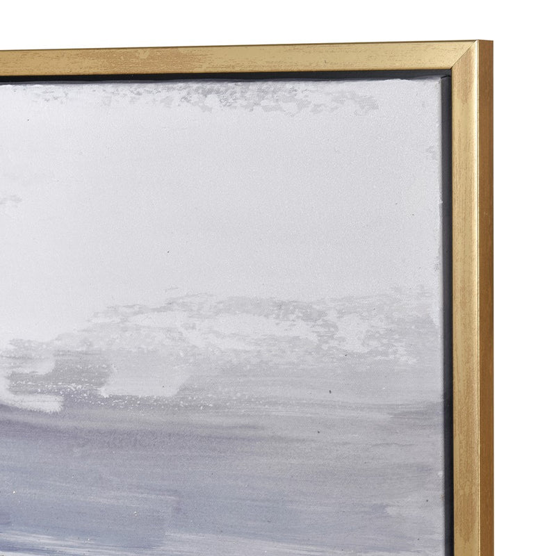 Atlas Lighting Jones Sound 47x35in Framed Wall Art | Gray Fabric with Gold Accents | Living Room & Office Decor | Model WA11070-01