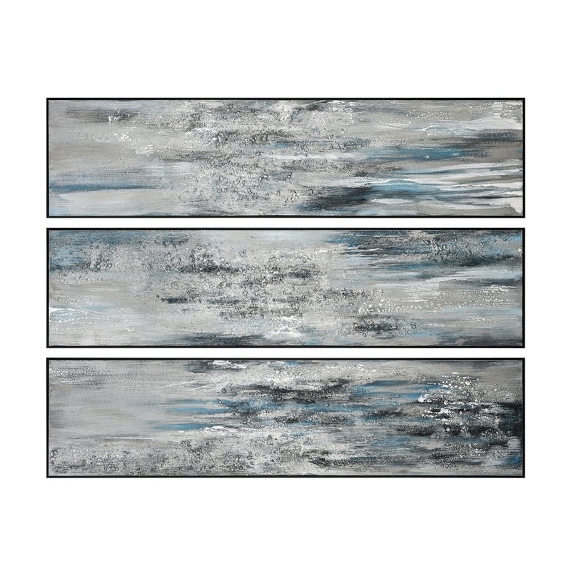 Atlas Lighting Lasting Texture 20in Framed Wall Art Set of 3 | Gray Fabric Modern/Contemporary | Living Room & Bedroom Wall Decor | Model WA11078-01S