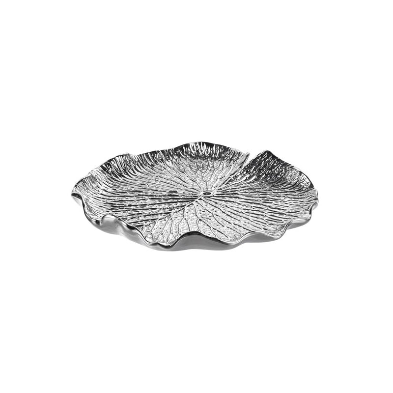 Atlas Lighting Lilypad Bowl Set of 4 | Silver High Gloss Earthenware | Tabletop & Wall Decor | 11.25 x 1 x 11.25 in | Model WA11082-02S