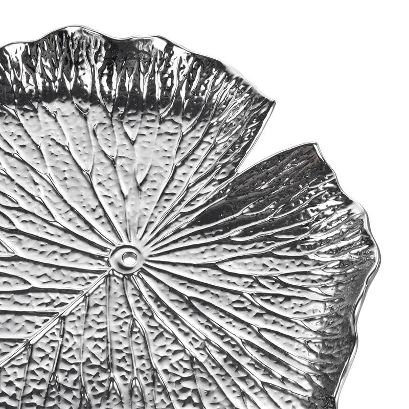 Atlas Lighting Lilypad Bowl Set of 4 | Silver High Gloss Earthenware | Tabletop & Wall Decor | 11.25 x 1 x 11.25 in | Model WA11082-02S