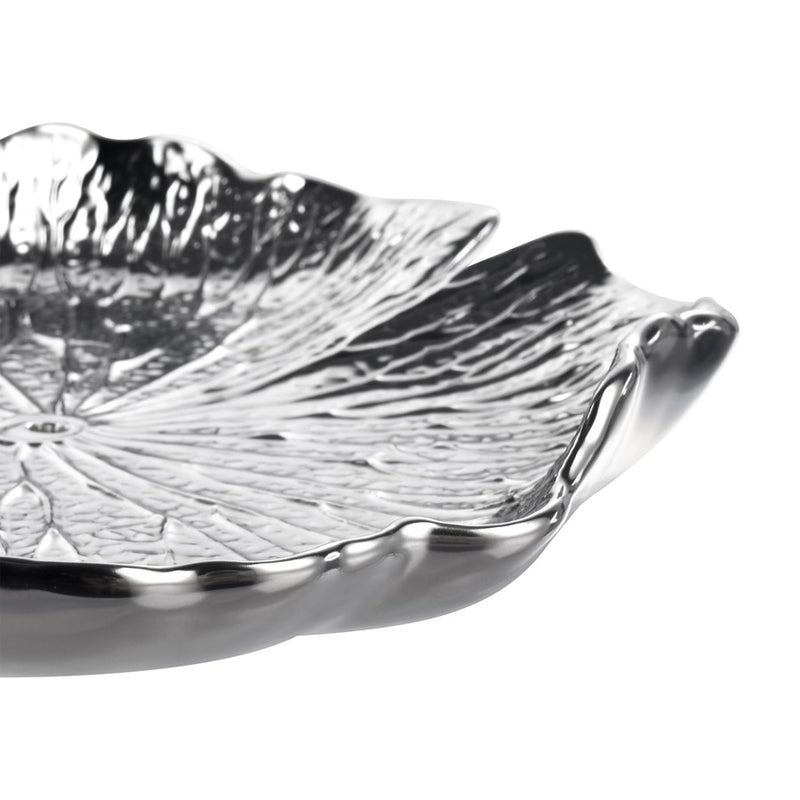 Atlas Lighting Lilypad Bowl Set of 4 | Silver High Gloss Earthenware | Tabletop & Wall Decor | 11.25 x 1 x 11.25 in | Model WA11082-02S