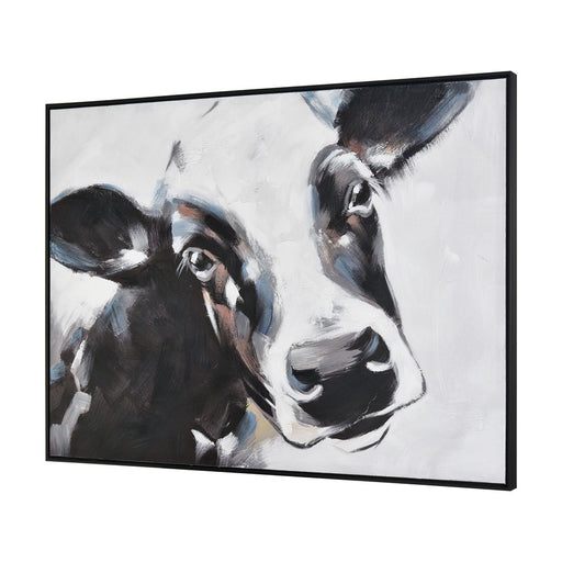 Atlas Lighting Lucy the Cow Framed Wall Art, White