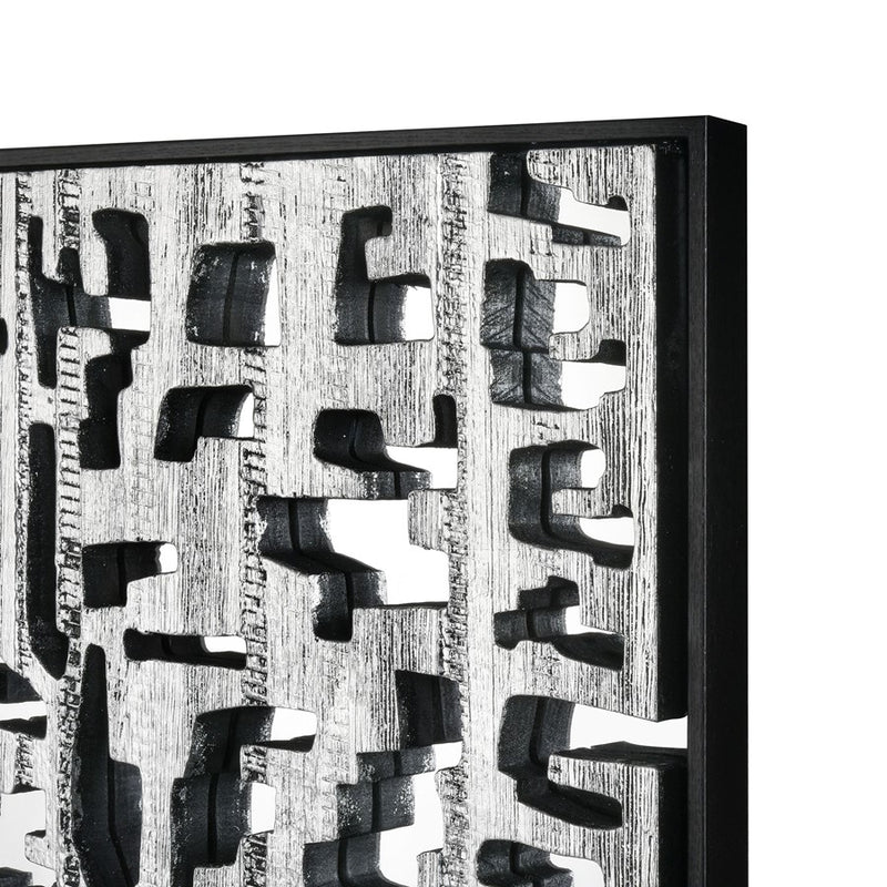 Atlas Lighting Mapped 23in Silver Wall Art | Modern Wood Composite | Entryway & Living Room Decor | 23.5 x 1.5 x 23.5 in | Model WA11088-01