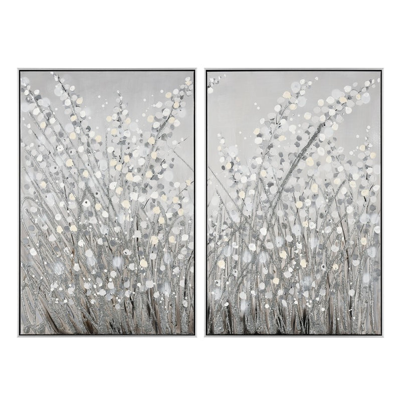 Atlas Lighting Meadow Mist Set of 2 24in Gray Wall Art | Transitional Fabric | Living Room & Bedroom Decor | 24 x 1.75 x 36 in | Model WA11089-01S