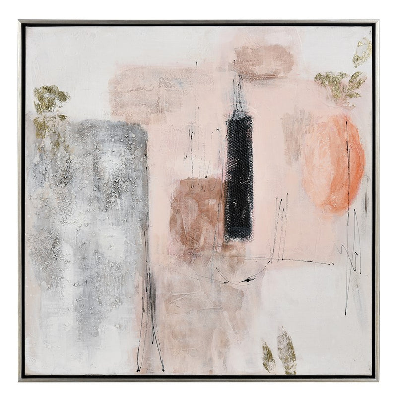 Atlas Lighting Modern Blush I 25in White Wall Art | Modern Fabric | Living Room & Bedroom Decor | 25 x 2 x 25 in | Model WA11096-01