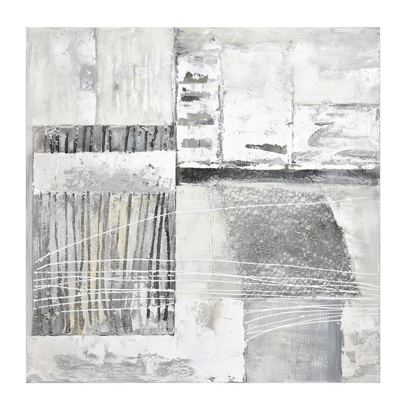 Atlas Lighting Pavement 40in Square Wall Art | Off White & Gray Textured Canvas | Living Room & Office Decor | 40in H | Model WA11115-01