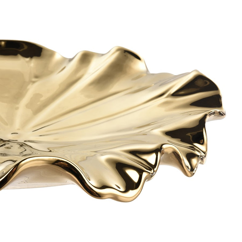 Atlas Lighting Petal Bowl Set of 4 | Gold Ceramic Decorative Bowls | Tabletop & Wall Decor | 13in H | Model WA11119-01S