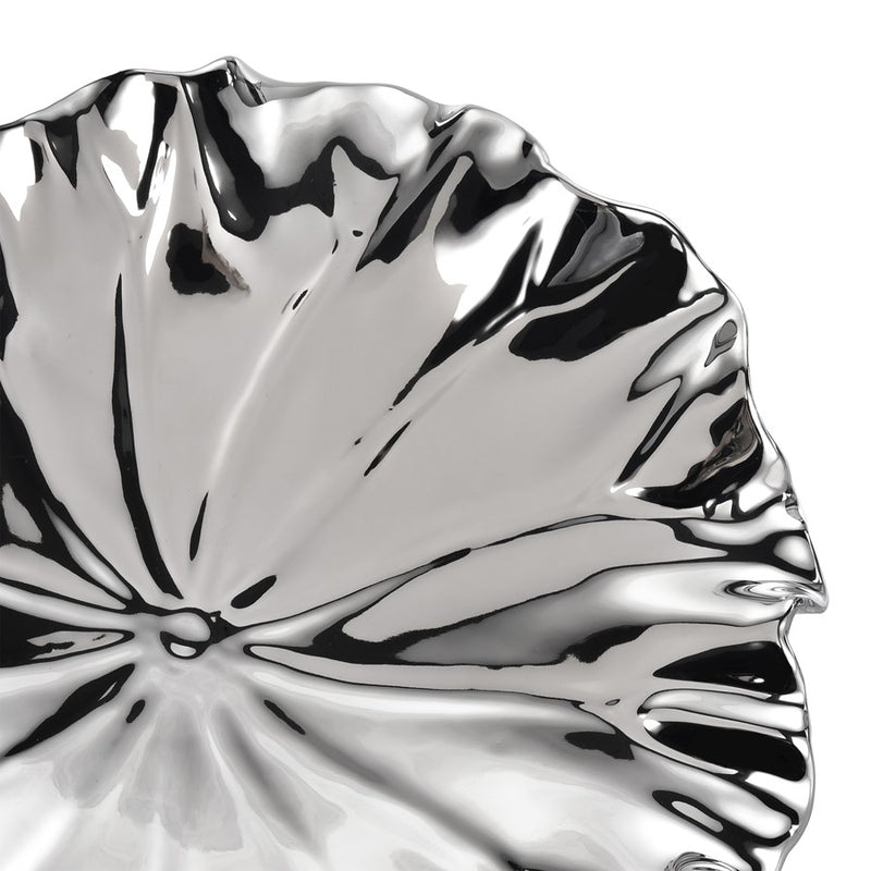 Atlas Lighting Petal Bowl Set of 4 | Silver Earthenware Wall Decor | Living Room & Entryway Accent | 13in W x 1in D x 13in H | Model WA11119-02S