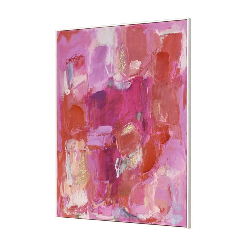 Atlas Lighting Pink Flush 47in Abstract Framed Wall Art | Pink & Coral Fabric on Wood Frame | Living Room & Bedroom Statement | Model WA11122-01