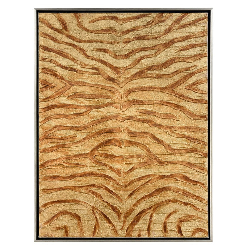 Atlas Lighting Prowess I 25in Framed Wall Art | Gold & Bronze Fabric on Champagne Frame | Living Room & Office Nature Decor | Model WA11123-01