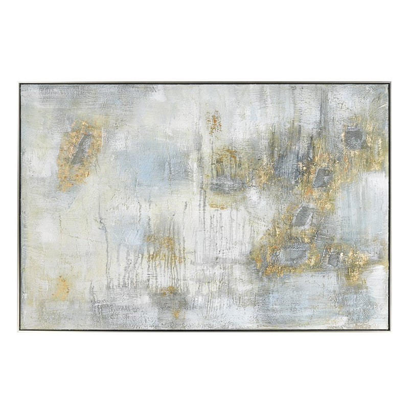Atlas Lighting Remembered Gold 60in W Framed Wall Art | Modern Off White & Gold Fabric | Living Room & Entryway Decor | Model WA11126-01