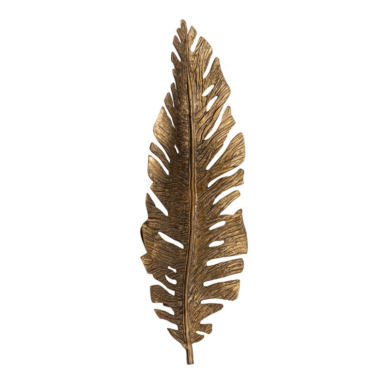 Atlas Lighting Sago Leaf Dimensional Wall Decor | Antique Gold Metal Leaf | Living Room & Gallery Wall Accent | 9 x 2.75 x 23.25 in | Model WA11136-01
