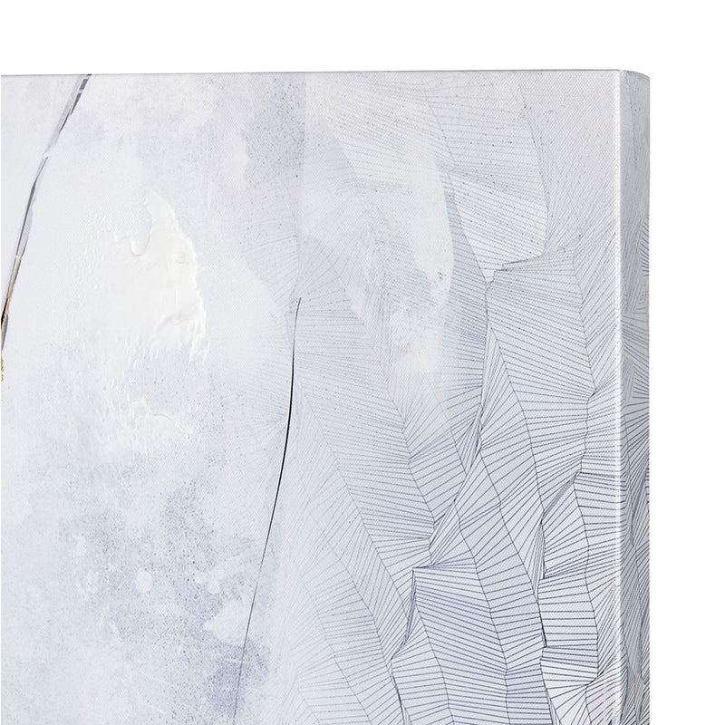 Atlas Lighting Power 32in Square Wall Art | White and Navy Fabric Canvas | Living Room & Bedroom Decor | 32 x 32 x 1 in | Model WA11153-01