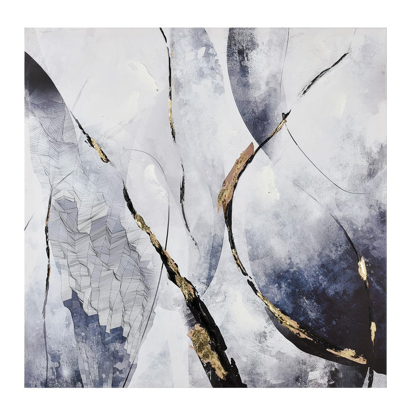 Atlas Lighting Strength 32in Square Wall Art | White and Navy Fabric Canvas | Living Room & Bedroom Decor | 32 x 32 x 1 in | Model WA11153-02