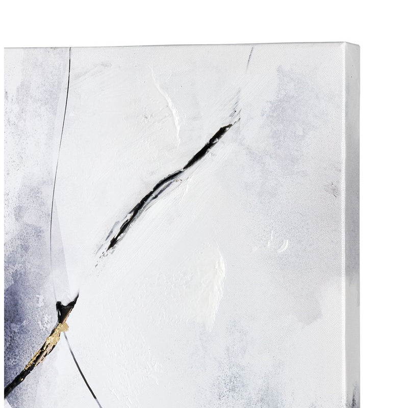 Atlas Lighting Strength 32in Square Wall Art | White and Navy Fabric Canvas | Living Room & Bedroom Decor | 32 x 32 x 1 in | Model WA11153-02