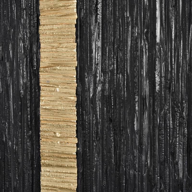 Atlas Lighting Stripe Wood II 23in Square Dimensional Wall Art | Black and Gold Wood | Living Room & Bedroom Decor | 23 x 23 x 2 in | Model WA11154-02