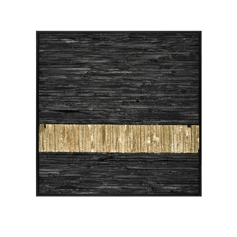 Atlas Lighting Stripe Wood II 23in Square Dimensional Wall Art | Black and Gold Wood | Living Room & Bedroom Decor | 23 x 23 x 2 in | Model WA11154-02