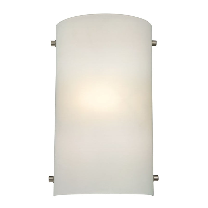 Atlas Lighting Arc 8in 1-Light Wall Sconce | Transitional Brushed Nickel and White Frosted Glass | Hallway & Bedroom | Model WL11001-NK