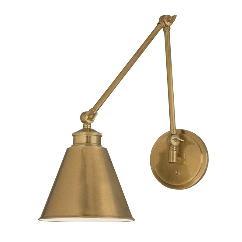 Atlas Lighting Aidan 8in 1-Light Swing Arm Sconce | Traditional Aged Brass and Brass Metal Shade | Bedroom Reading & Living Room | Model WL11002-BS