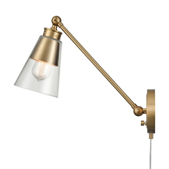 Atlas Lighting Albany 9.25'' High 1Lt Swingarm Sconce, Gold/Clear