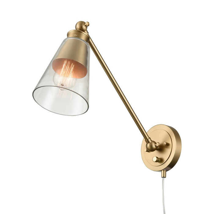 Atlas Lighting Albany 9.25'' High 1Lt Swingarm Sconce, Gold/Clear