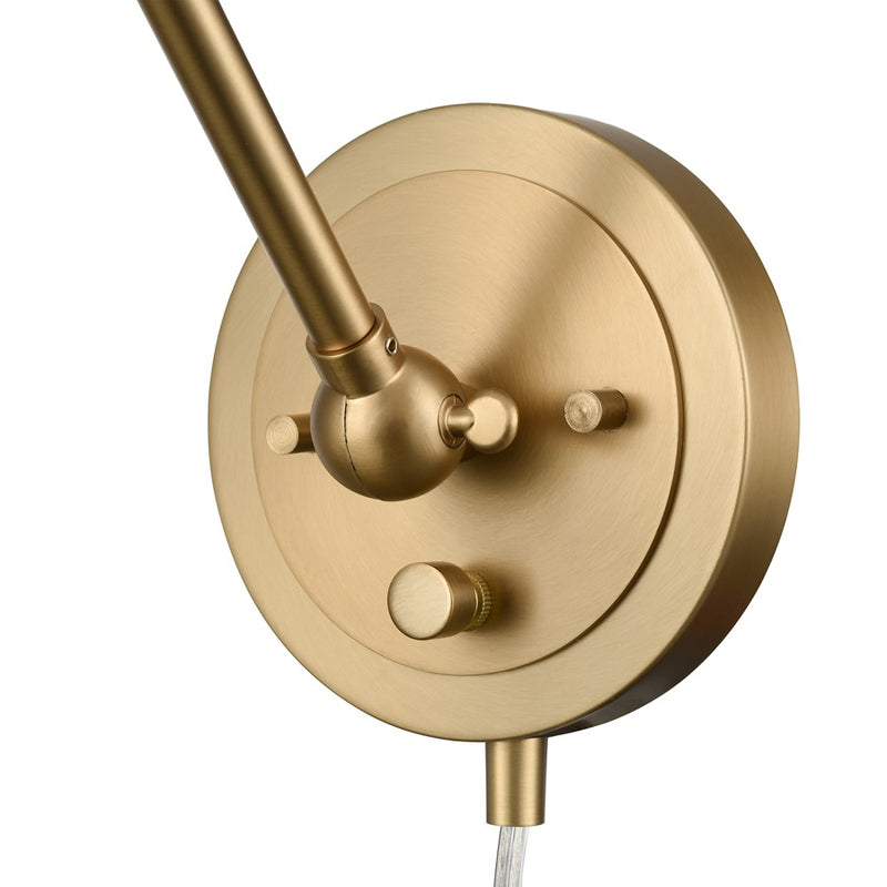 Atlas Lighting Albany 9.25'' High 1Lt Swingarm Sconce, Gold/Clear