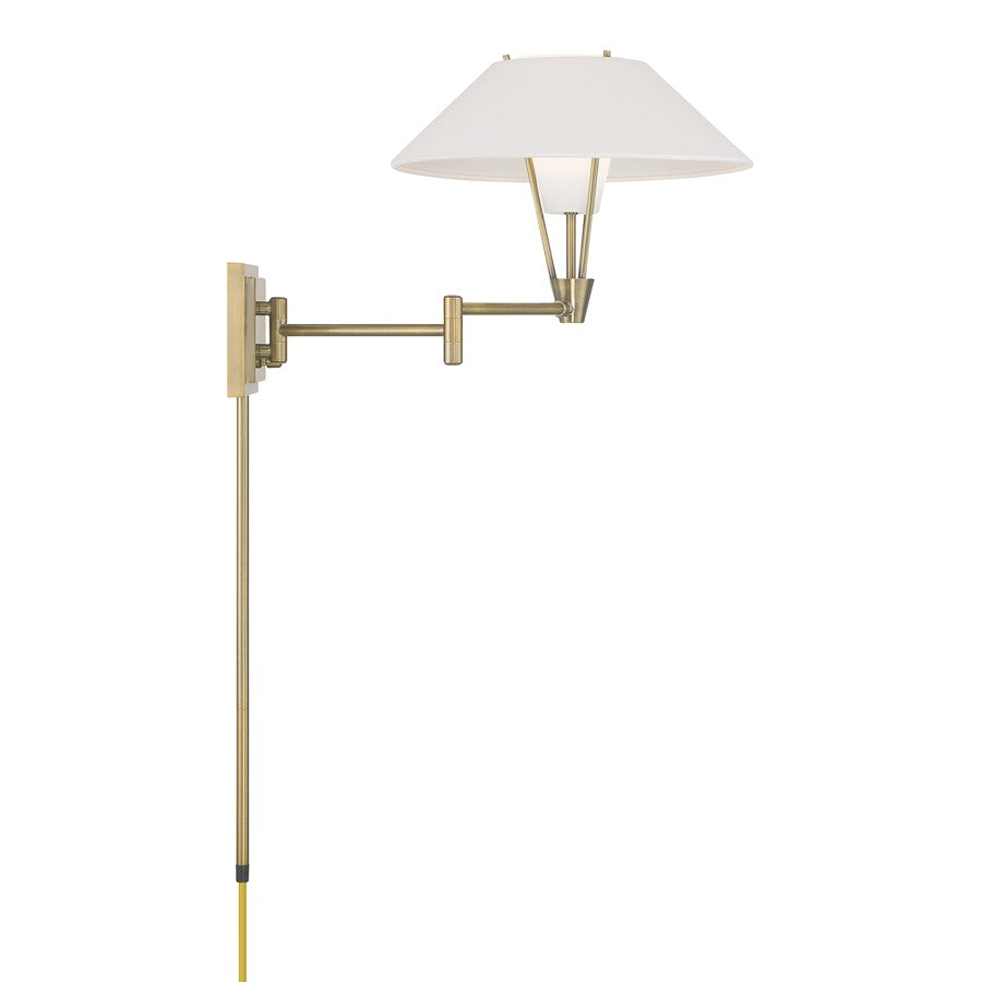 Atlas Lighting Cody 13'' High 1Lt Swingarm Sconce, Brass/White