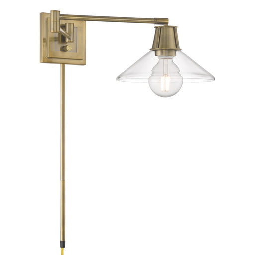 Atlas Lighting Dillon 6.75'' High 1Lt Swingarm Sconce, Brass/Clear