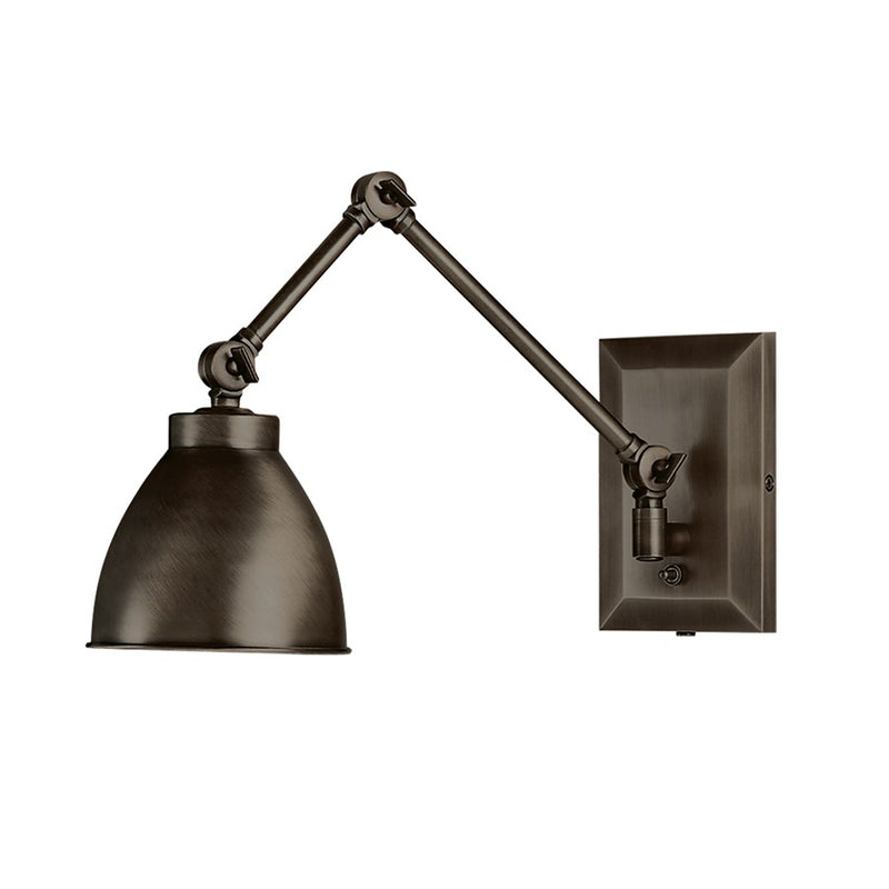Atlas Lighting Maggie 22in 1-Light Swing Arm Sconce | Traditional Architectural Bronze and Bronze Metal Shade | Bedroom & Reading | Model WL11007-BZ