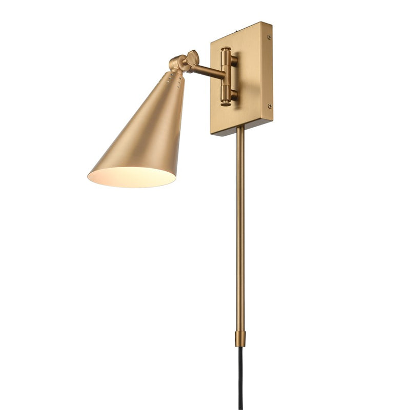 Atlas Lighting Whitmire 10.25''H 1Lt Plug-In/Hardwire Sconce, Gold
